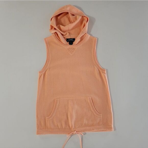 Lauren Ralph Lauren Peach Sleeveless Hoodie Sweatshirt-style Top - Picture 1 of 10